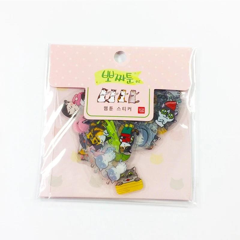 40Pieces Cartoon Sticker Pack Into the pink Cat Mini Handmade Decorative Scrapbooking Material Office School Supplies 9*9CM