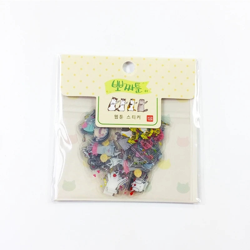 40Pieces Cartoon Sticker Pack Into the pink Cat Mini Handmade Decorative Scrapbooking Material Office School Supplies 9*9CM