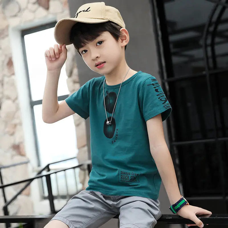 2026 summer Teenager Boys Clothes Casual Outfit Kids Tracksuit Child t shirt + shorts hot pant 4 5 6 7 8 9 10 12 11 13 14 Year
