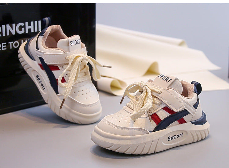 Children's Back-To-School Season College-Style Girls' Sneakers 2026 Autumn Boys' Casual Shoes Leather Running Shoes