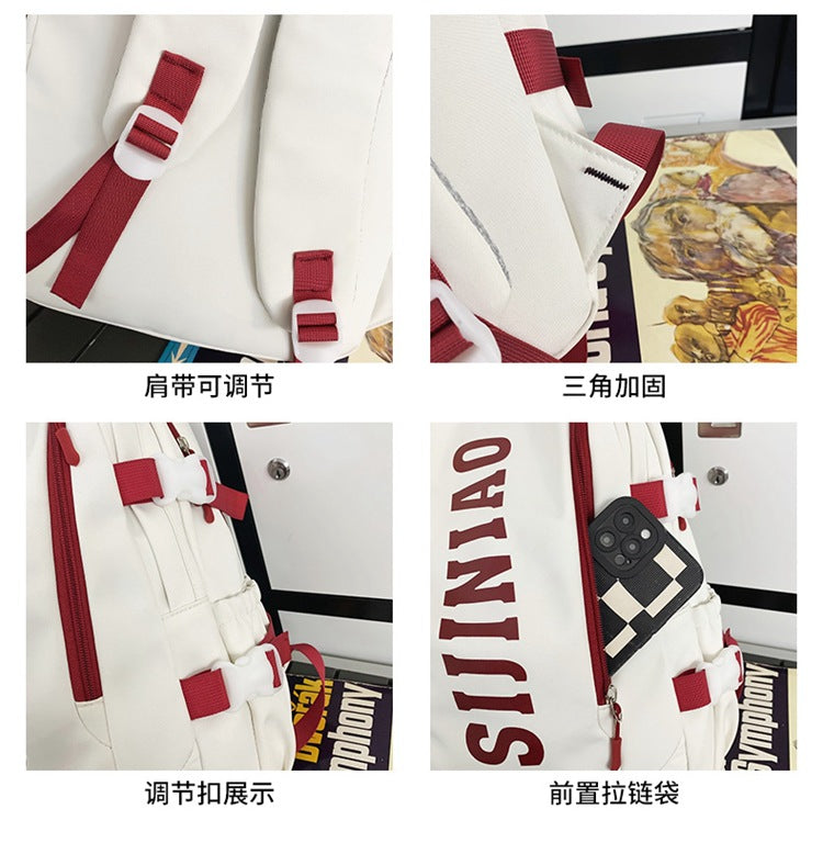 New Backpack Women's Junior Senior high school College Student Schoolbag Large Capacity Casual Couple's Double Back with Pendant for Travel