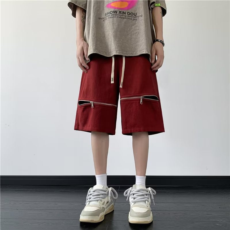 Boys summer casual fashion solid color all-match youth trend blue straight fifth pants sports pants New middle pants