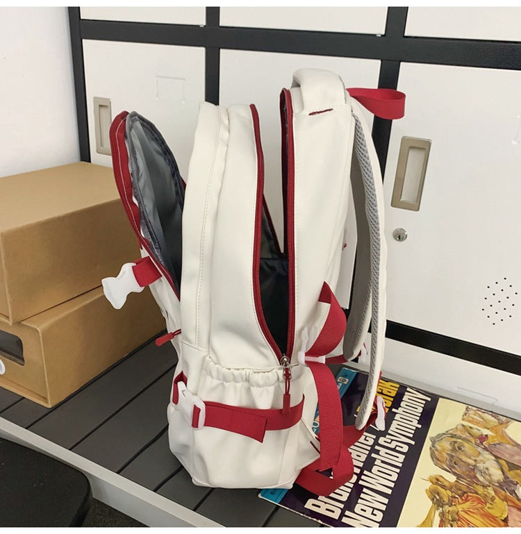 New Backpack Women's Junior Senior high school College Student Schoolbag Large Capacity Casual Couple's Double Back with Pendant for Travel
