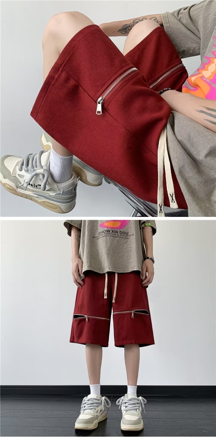 Boys summer casual fashion solid color all-match youth trend blue straight fifth pants sports pants New middle pants