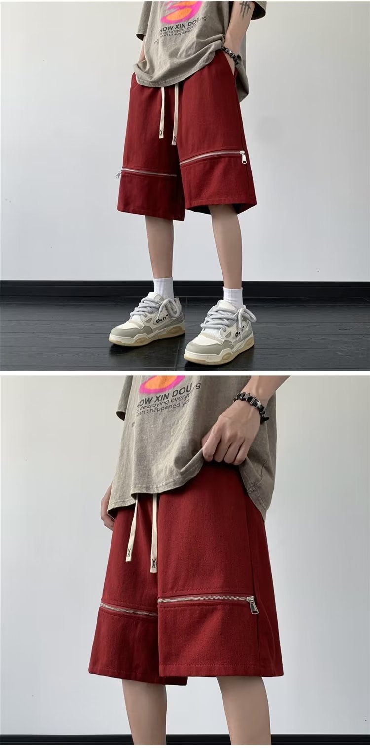 Boys summer casual fashion solid color all-match youth trend blue straight fifth pants sports pants New middle pants