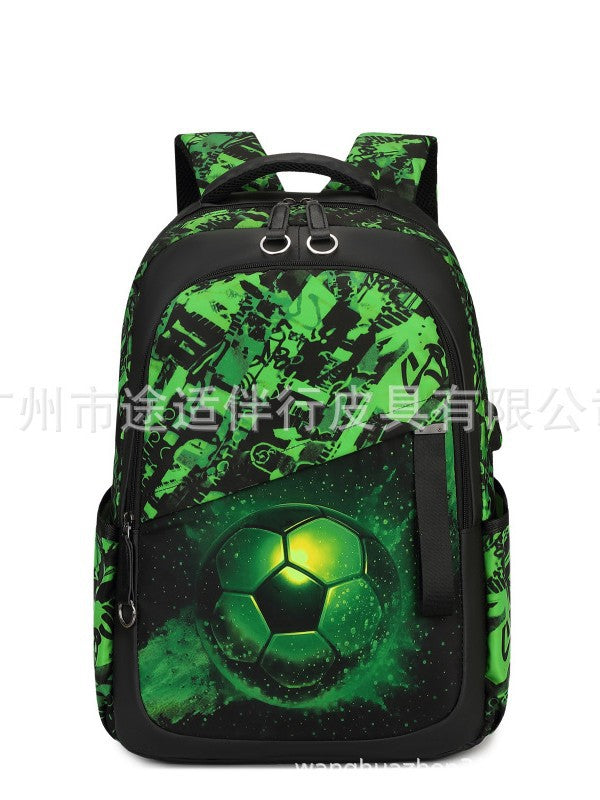 Cross-Border Lightweight Waterproof Casual Printed School Bag Junior High School Student Backpack Luminous Safety Burden-Reducing Computer Backpack