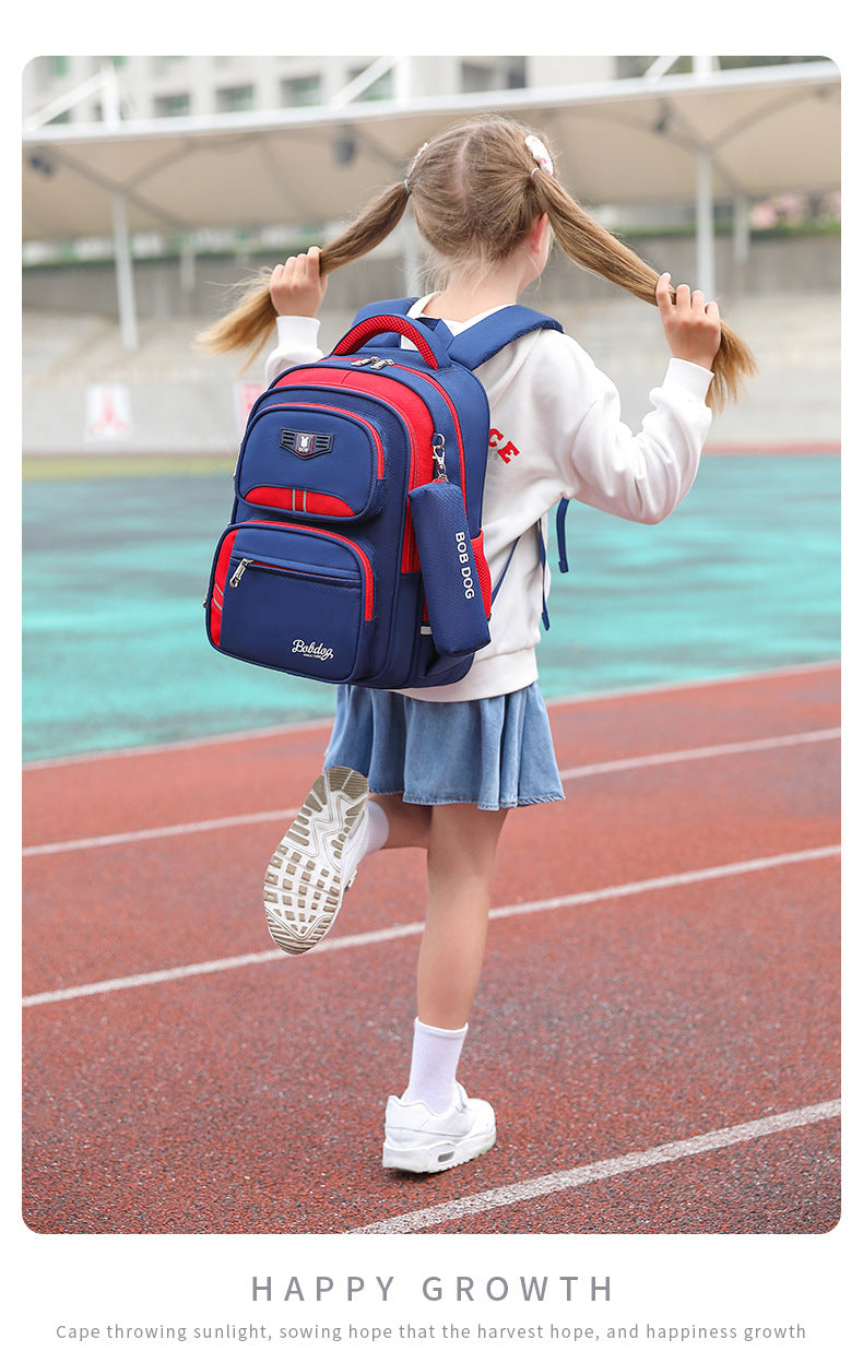 Babu Dou's New Burden-Reducing Spine-Protecting Schoolbag for Primary School Boys in Grades Three to Six, First and Second Grade Kidsren's Backpack, Boy's Waterproof