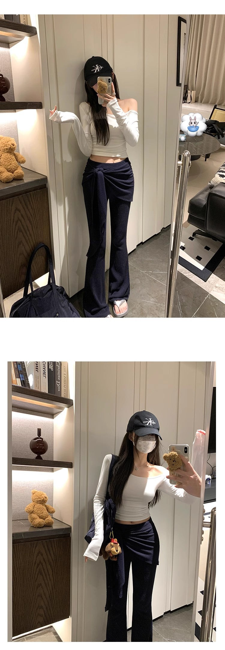 Jin Jing Guan Tu [in stock Original Practice] Clavicle Plan Spice Girls Solid Color Slant Shoulder Slim Long Sleeve T-shirt