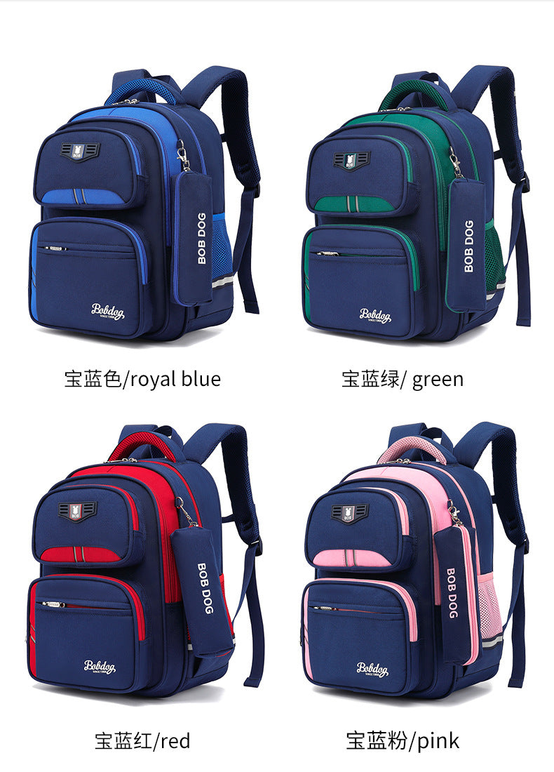 Babu Dou's New Burden-Reducing Spine-Protecting Schoolbag for Primary School Boys in Grades Three to Six, First and Second Grade Kidsren's Backpack, Boy's Waterproof