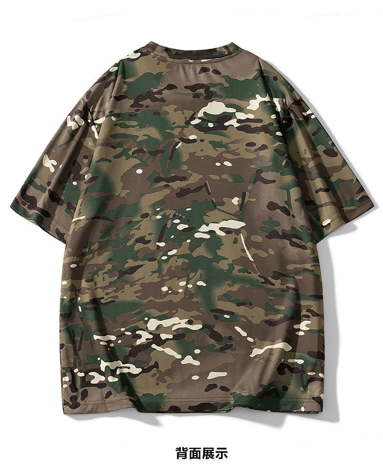 2025 Cross-Border Foreign Trade Summer Short-Sleeved Shorts Suit for Men, Breathable, Quick-Drying, Casual Camouflage T-Shirt, Men's Trendy Style