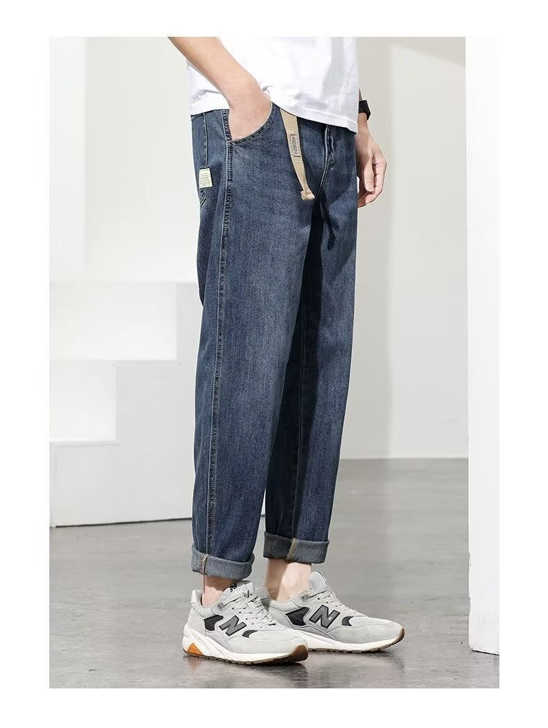 Denim Pants Men's Spring and Autumn Loose Straight Casual Pants Boys 2024 New Summer Thin Work Pants
