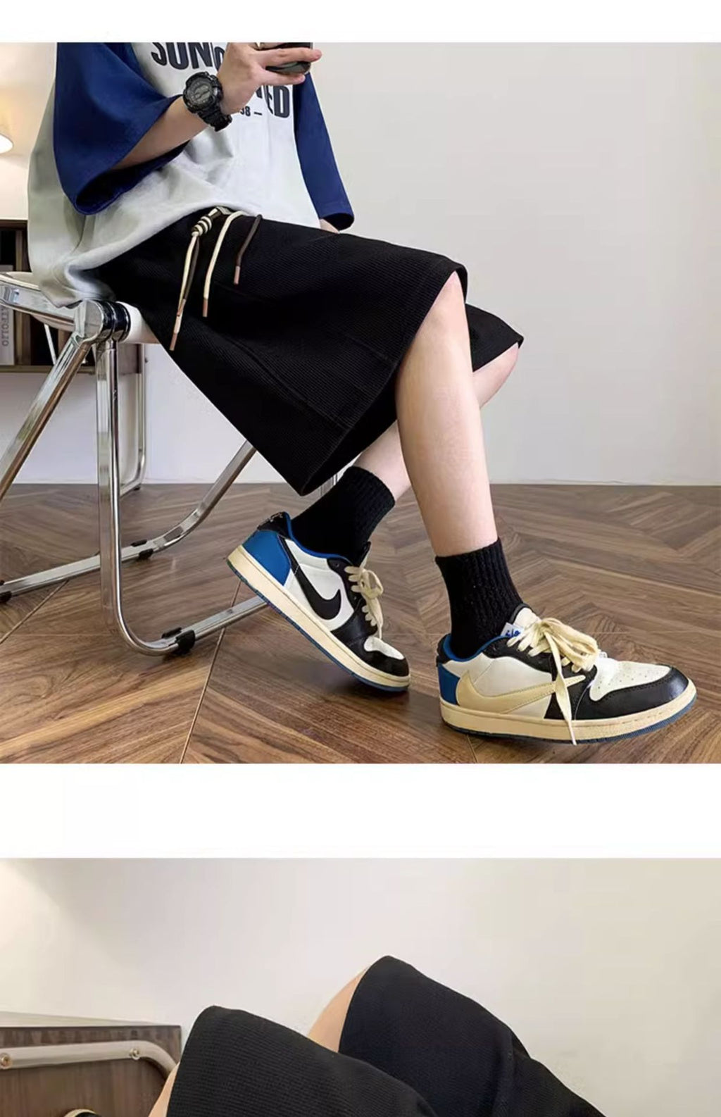 Waffle Shorts Men's Summer Thin Trendy Brand Loose Large Size Mid-Pants American Sports Boys Casual Five-Point Pants Men