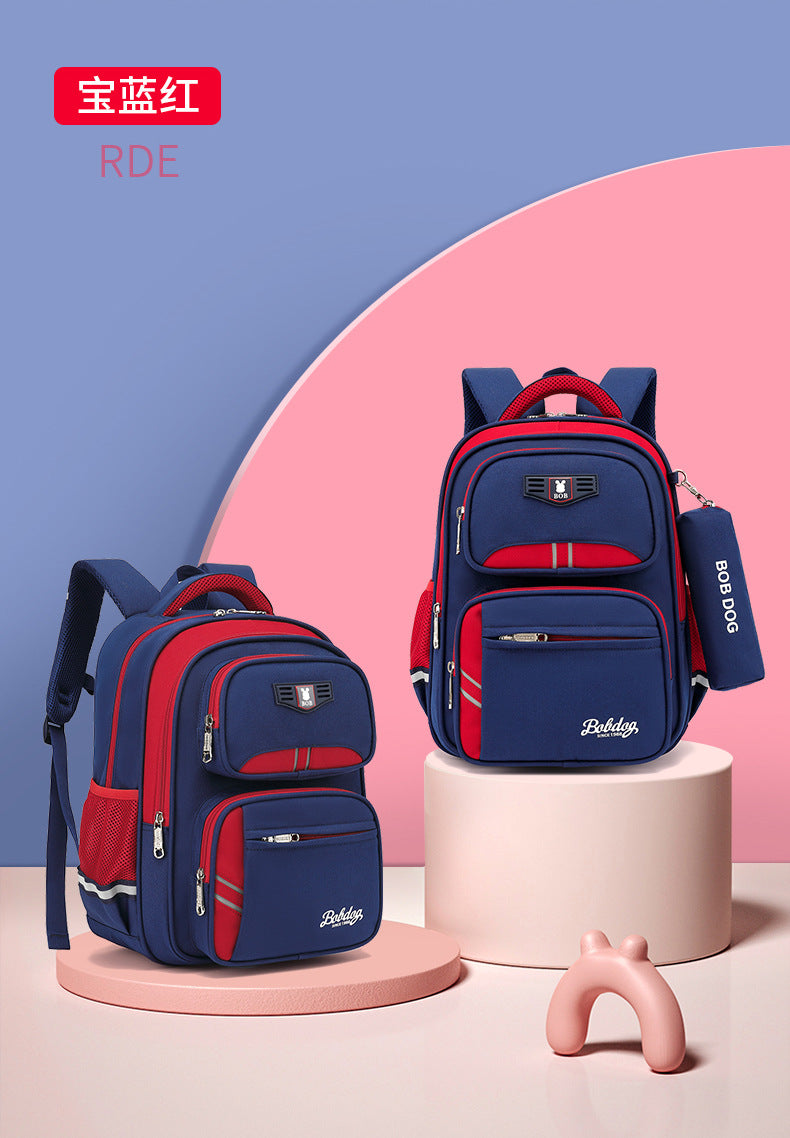 Babu Dou's New Burden-Reducing Spine-Protecting Schoolbag for Primary School Boys in Grades Three to Six, First and Second Grade Kidsren's Backpack, Boy's Waterproof