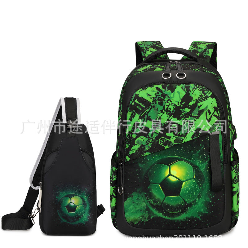 Cross-Border Lightweight Waterproof Casual Printed School Bag Junior High School Student Backpack Luminous Safety Burden-Reducing Computer Backpack