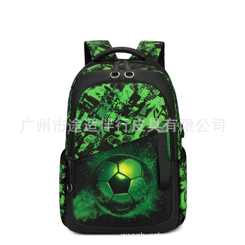 Cross-Border Lightweight Waterproof Casual Printed School Bag Junior High School Student Backpack Luminous Safety Burden-Reducing Computer Backpack