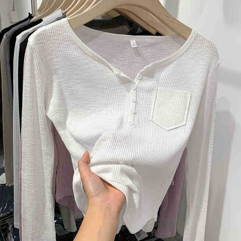 Niche Unique Chic Design Sense T-shirt Women's 2025 New Design Sense Pit Slim Long Sleeve Base Shirt Top