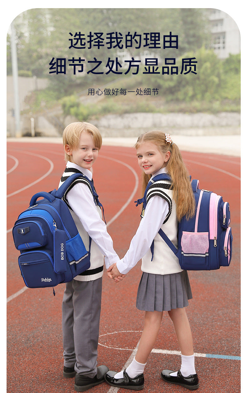 Babu Dou's New Burden-Reducing Spine-Protecting Schoolbag for Primary School Boys in Grades Three to Six, First and Second Grade Kidsren's Backpack, Boy's Waterproof