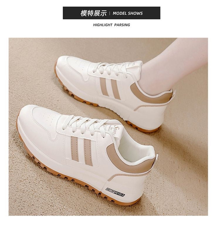 sneaker Women Ins Leather All-match 2024 Autumn New Thick Sole Non-slip Lightweight Explosive Forrest Gump Shoes for Women 5115
