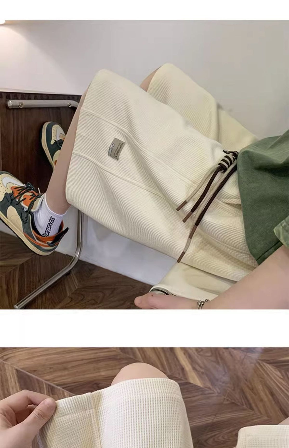 Waffle Shorts Men's Summer Thin Trendy Brand Loose Large Size Mid-Pants American Sports Boys Casual Five-Point Pants Men