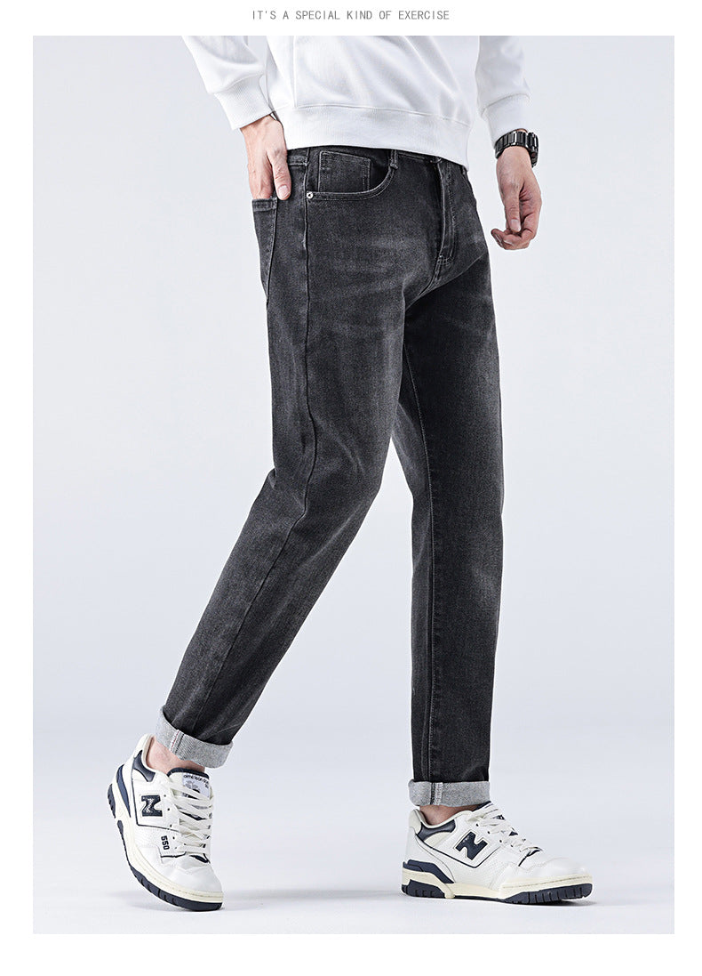 Jeans Men's 2024 Spring and Summer New Loose Casual Pants Men's Spring Cropped Stretch Harem Pants for Boys