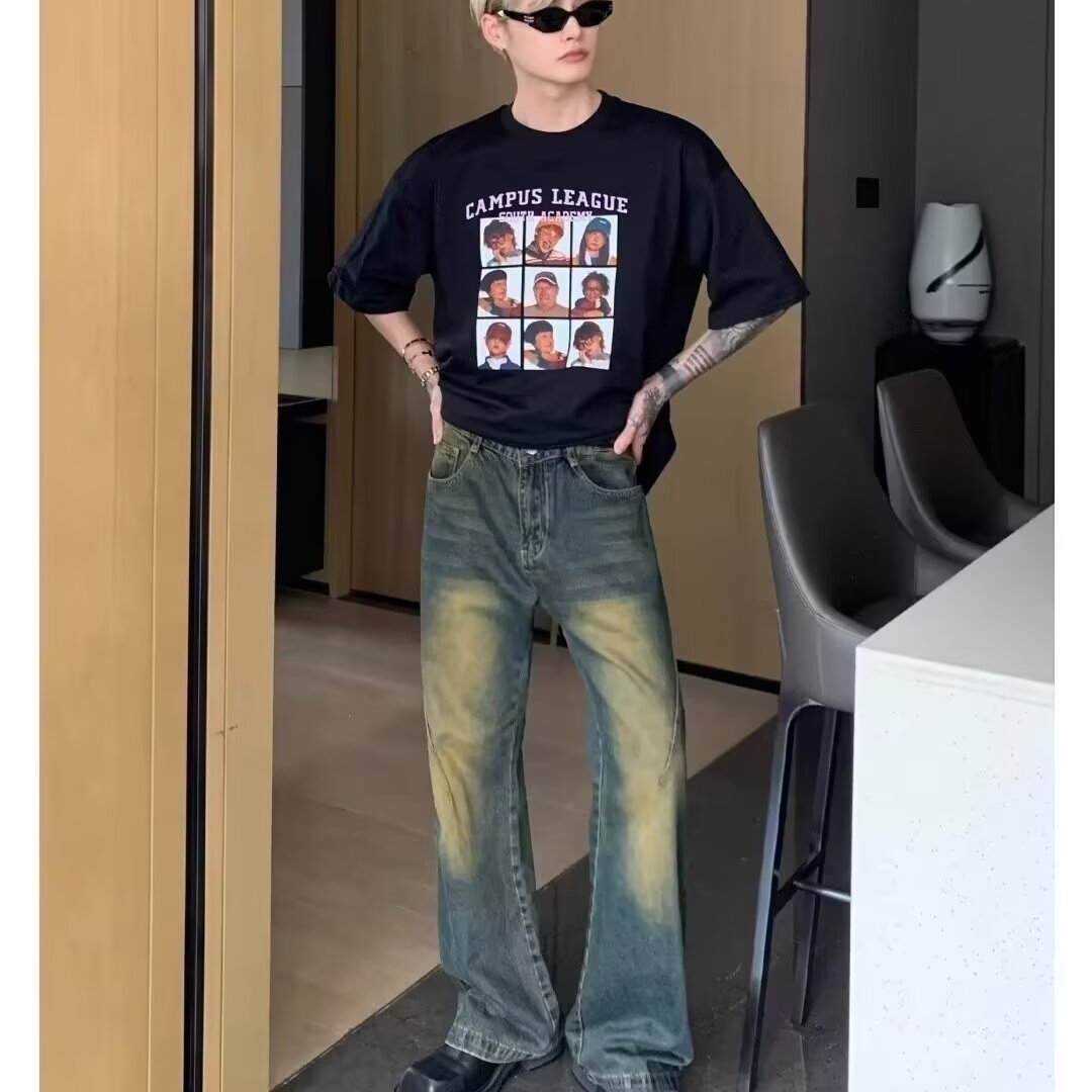 Jeans Men's American Straight Pants Casual Boys' Pants Blue Pants Summer Thin New Loose Pants