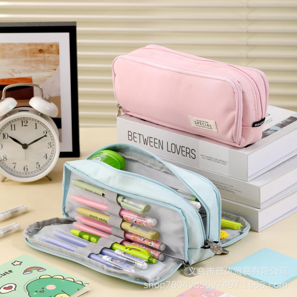 Oxford Cloth Large-Capacity Double-Zipper Multi-Layer Pencil Case Multi-Functional Stationery Box for Primary and Secondary School Students in the Back-To-School Season Wholesale from Manufacturers