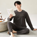Autumn Men's Pajamas Cotton Long-Sleeved Pants Casual Simple Large Size Boys Youth Loose Home Clothes Double Flap Pocket Pantss