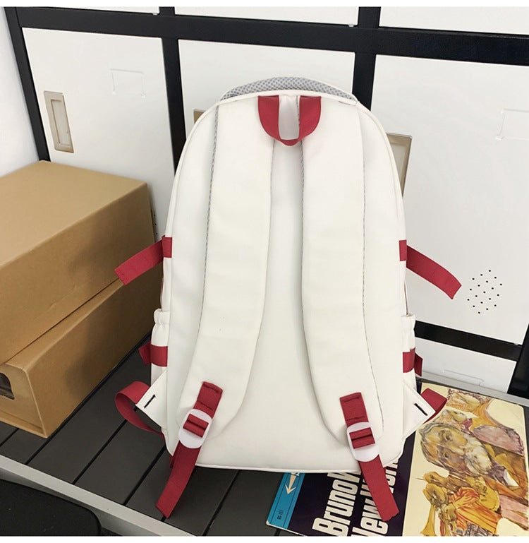 New Backpack Women's Junior Senior high school College Student Schoolbag Large Capacity Casual Couple's Double Back with Pendant for Travel