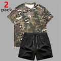 2025 Cross-Border Foreign Trade Summer Short-Sleeved Shorts Suit for Men, Breathable, Quick-Drying, Casual Camouflage T-Shirt, Men's Trendy Style