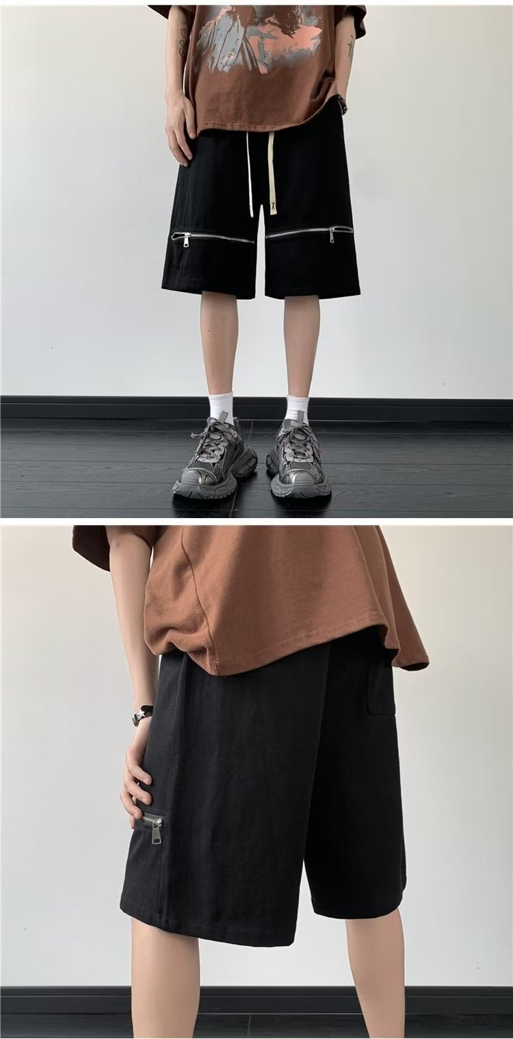 Boys summer casual fashion solid color all-match youth trend blue straight fifth pants sports pants New middle pants