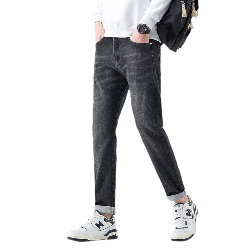 Jeans Men's 2024 Spring and Summer New Loose Casual Pants Men's Spring Cropped Stretch Harem Pants for Boys