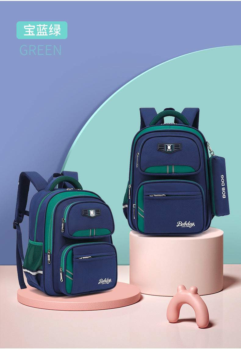 Babu Dou's New Burden-Reducing Spine-Protecting Schoolbag for Primary School Boys in Grades Three to Six, First and Second Grade Kidsren's Backpack, Boy's Waterproof