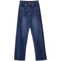 plus size chubby girl Split Jeans Women's Thigh Thick and Thin All-match Straight Tube Loose High Waist Trousers Jeans