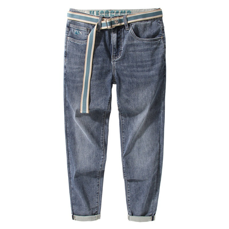 Blue Jeans Men's Summer Thin Loose Straight Trendy Brand Pants 2024 New Stretch Boys Long Pants