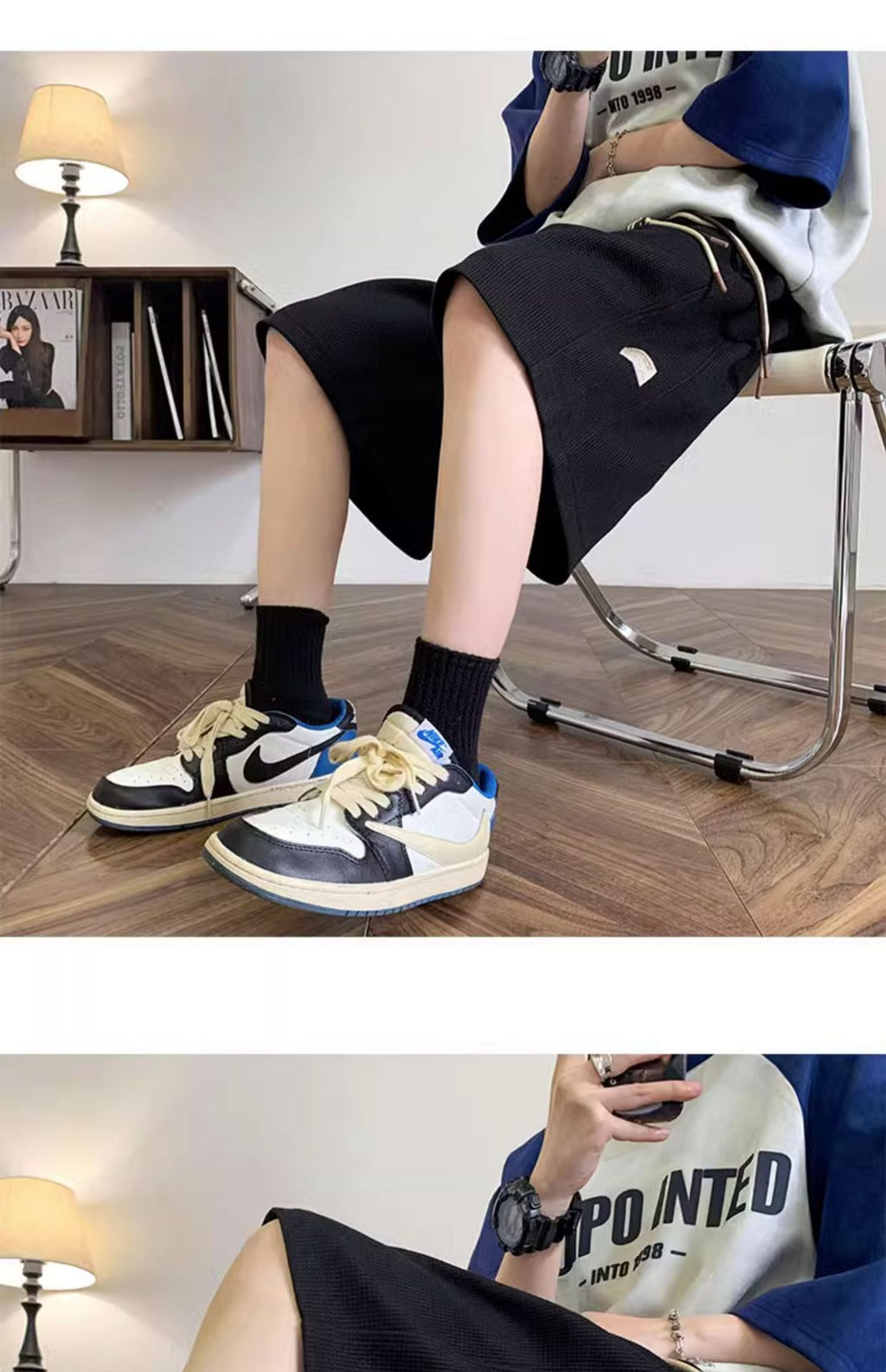 Waffle Shorts Men's Summer Thin Trendy Brand Loose Large Size Mid-Pants American Sports Boys Casual Five-Point Pants Men