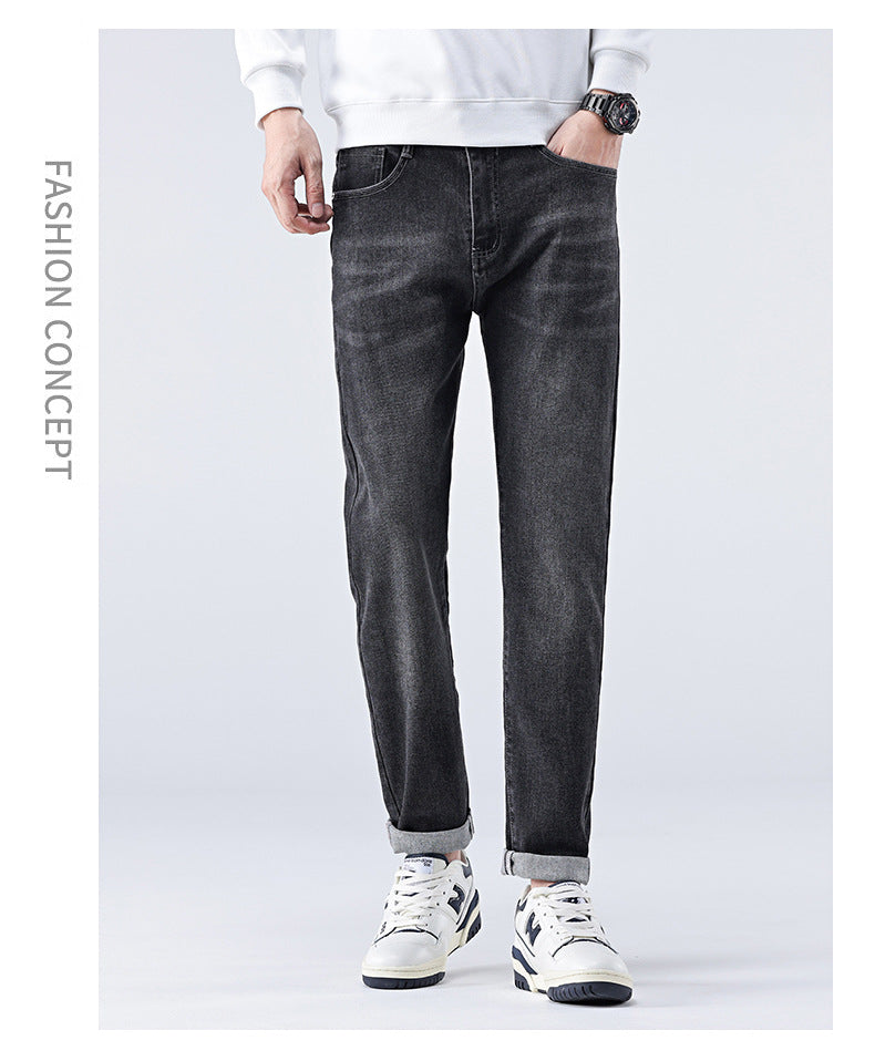 Jeans Men's 2024 Spring and Summer New Loose Casual Pants Men's Spring Cropped Stretch Harem Pants for Boys