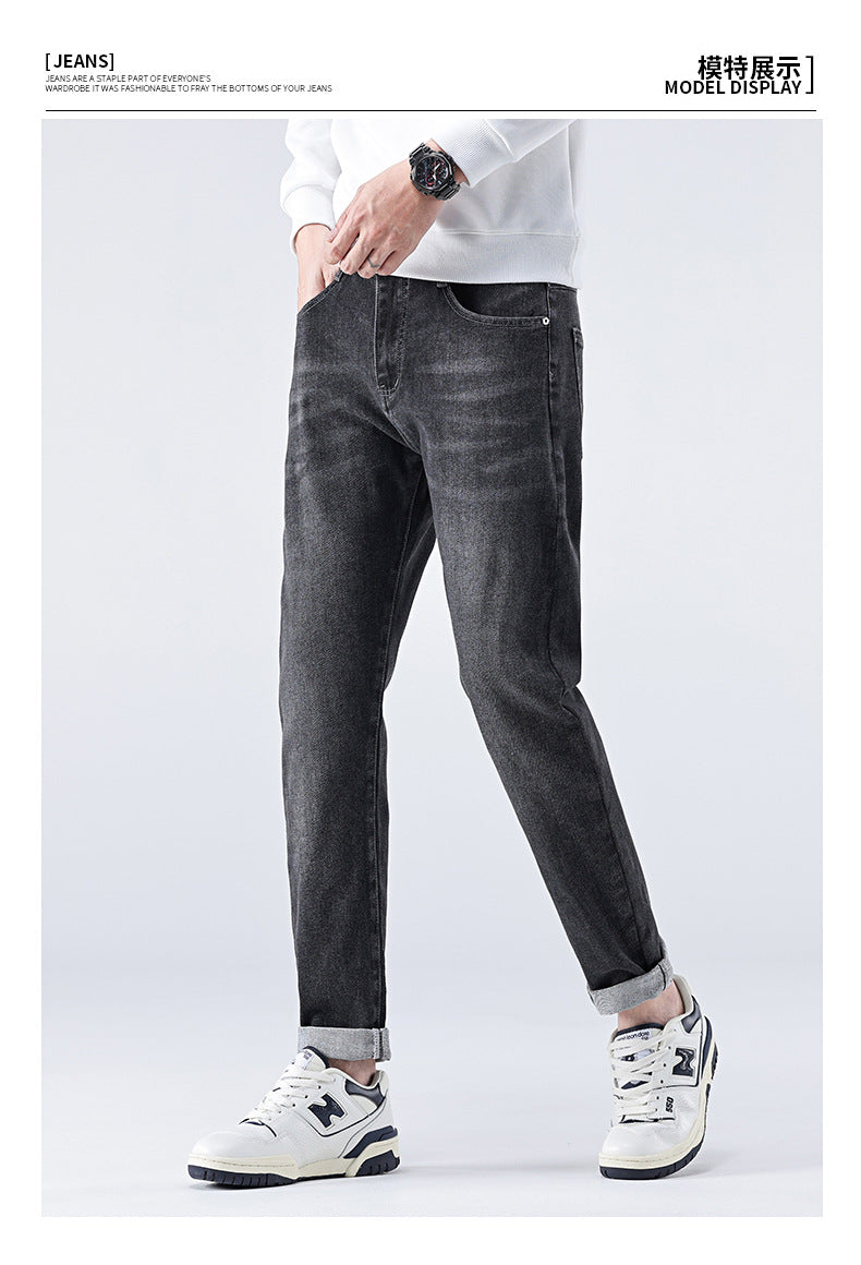 Jeans Men's 2024 Spring and Summer New Loose Casual Pants Men's Spring Cropped Stretch Harem Pants for Boys