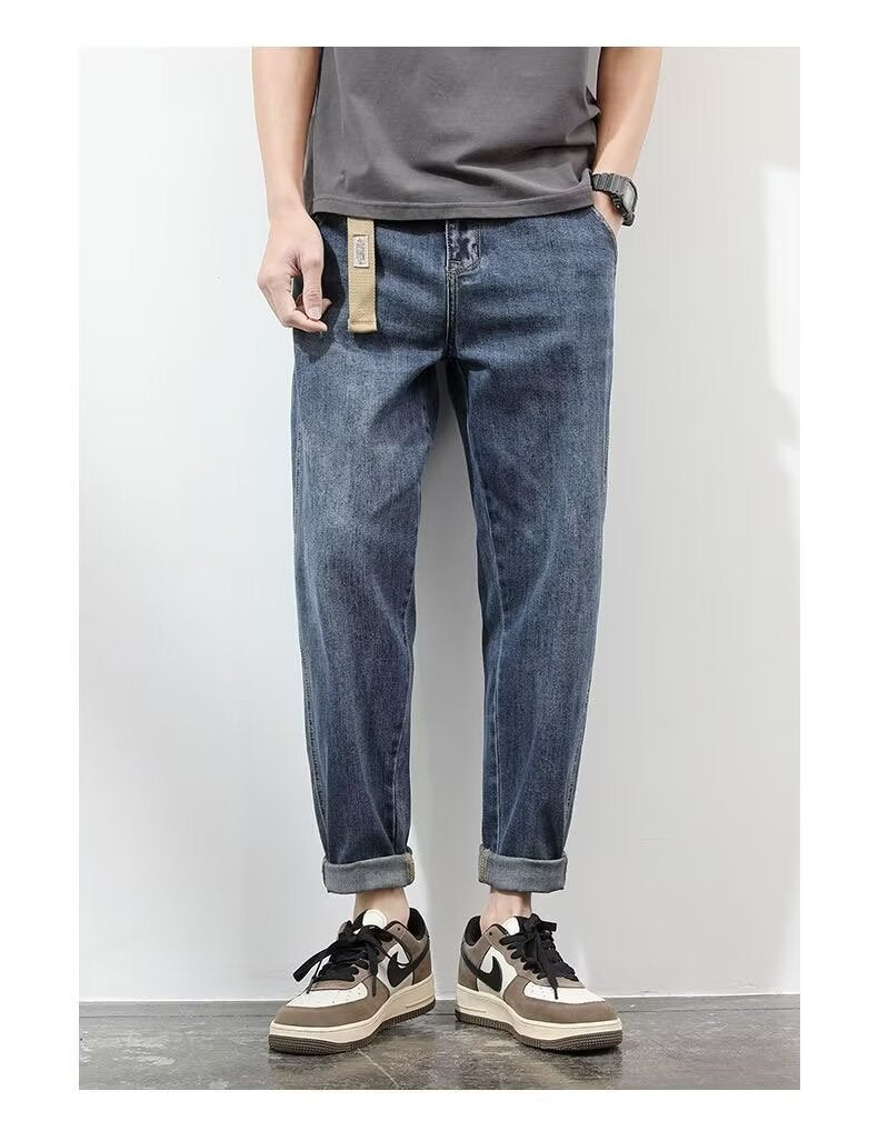 Denim Pants Men's Spring and Autumn Loose Straight Casual Pants Boys 2024 New Summer Thin Work Pants