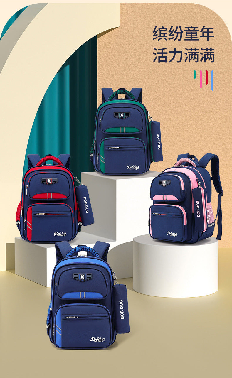 Babu Dou's New Burden-Reducing Spine-Protecting Schoolbag for Primary School Boys in Grades Three to Six, First and Second Grade Kidsren's Backpack, Boy's Waterproof
