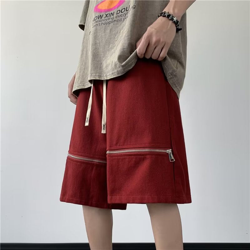 Boys summer casual fashion solid color all-match youth trend blue straight fifth pants sports pants New middle pants