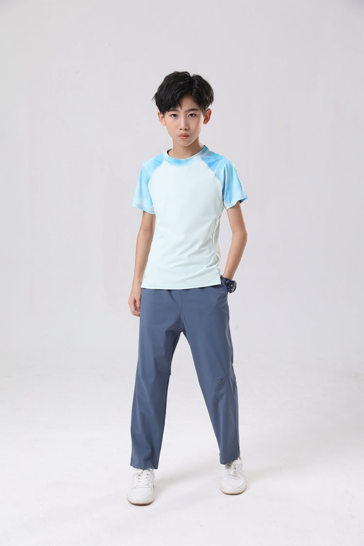 Amazon Export Summer Boys Children's Yoga Pants New Solid Color Breathable Sports Casual Pants Thin Fitness Pants