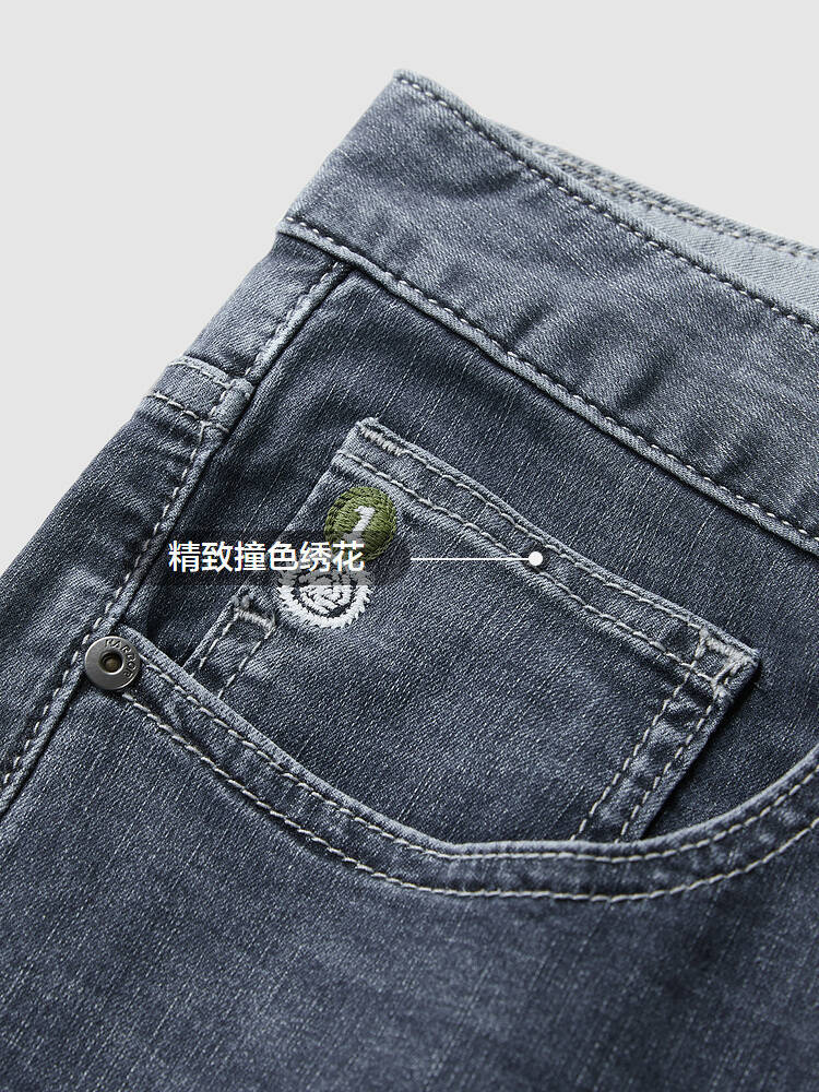 Haipai Withdrawal Cool Jeans Men's Summer Breathable Thin Embroidered Micro-elastic Casual Long Pants Men's Pants 1Y031