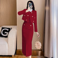 High-grade red suit 2023 autumn and winter New Chanel style slim fit woolen coat two-piece set back-to-door clothes fashion