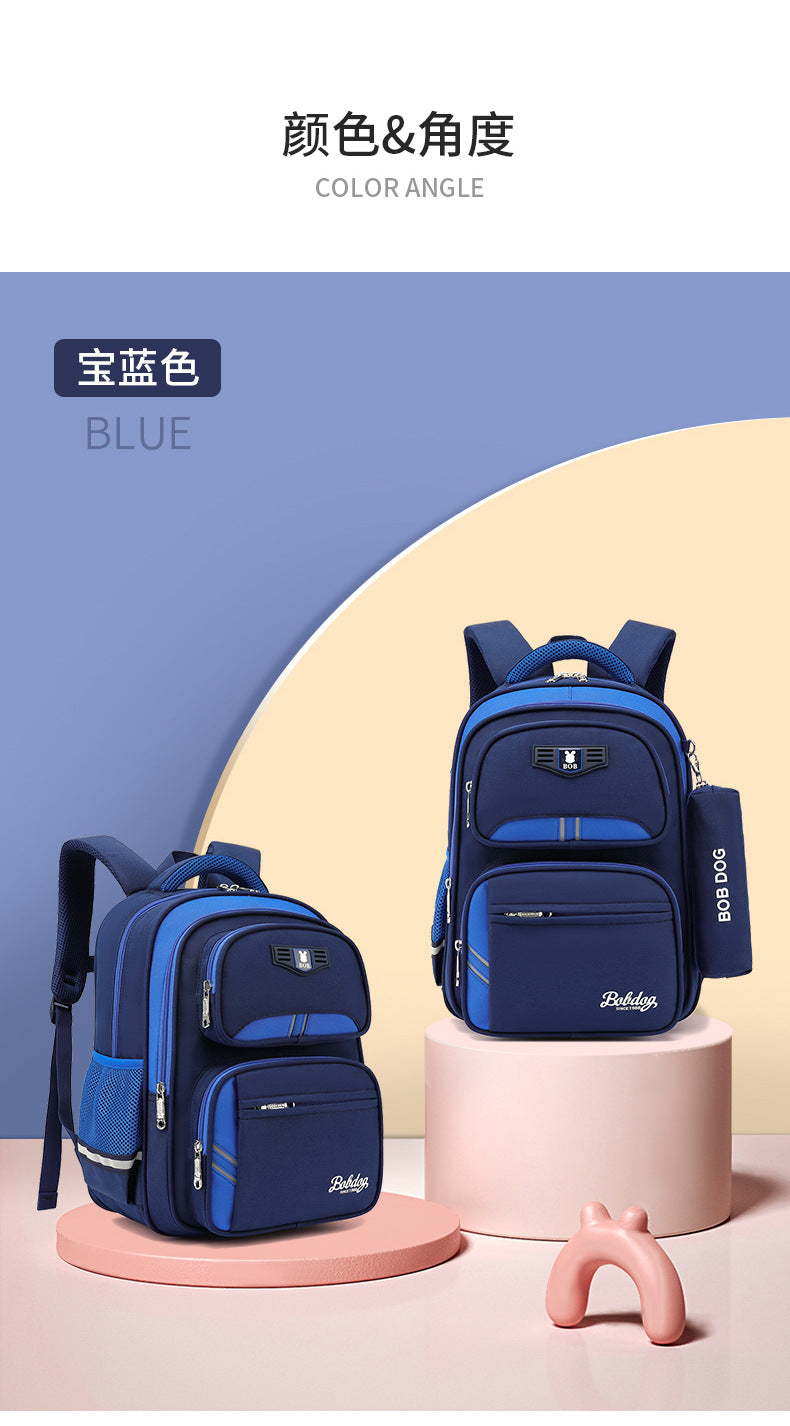 Babu Dou's New Burden-Reducing Spine-Protecting Schoolbag for Primary School Boys in Grades Three to Six, First and Second Grade Kidsren's Backpack, Boy's Waterproof