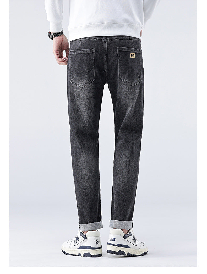 Jeans Men's 2024 Spring and Summer New Loose Casual Pants Men's Spring Cropped Stretch Harem Pants for Boys