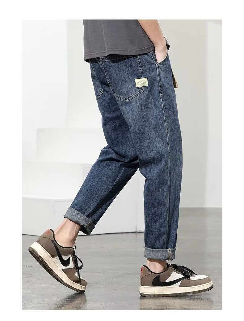 Denim Pants Men's Spring and Autumn Loose Straight Casual Pants Boys 2024 New Summer Thin Work Pants