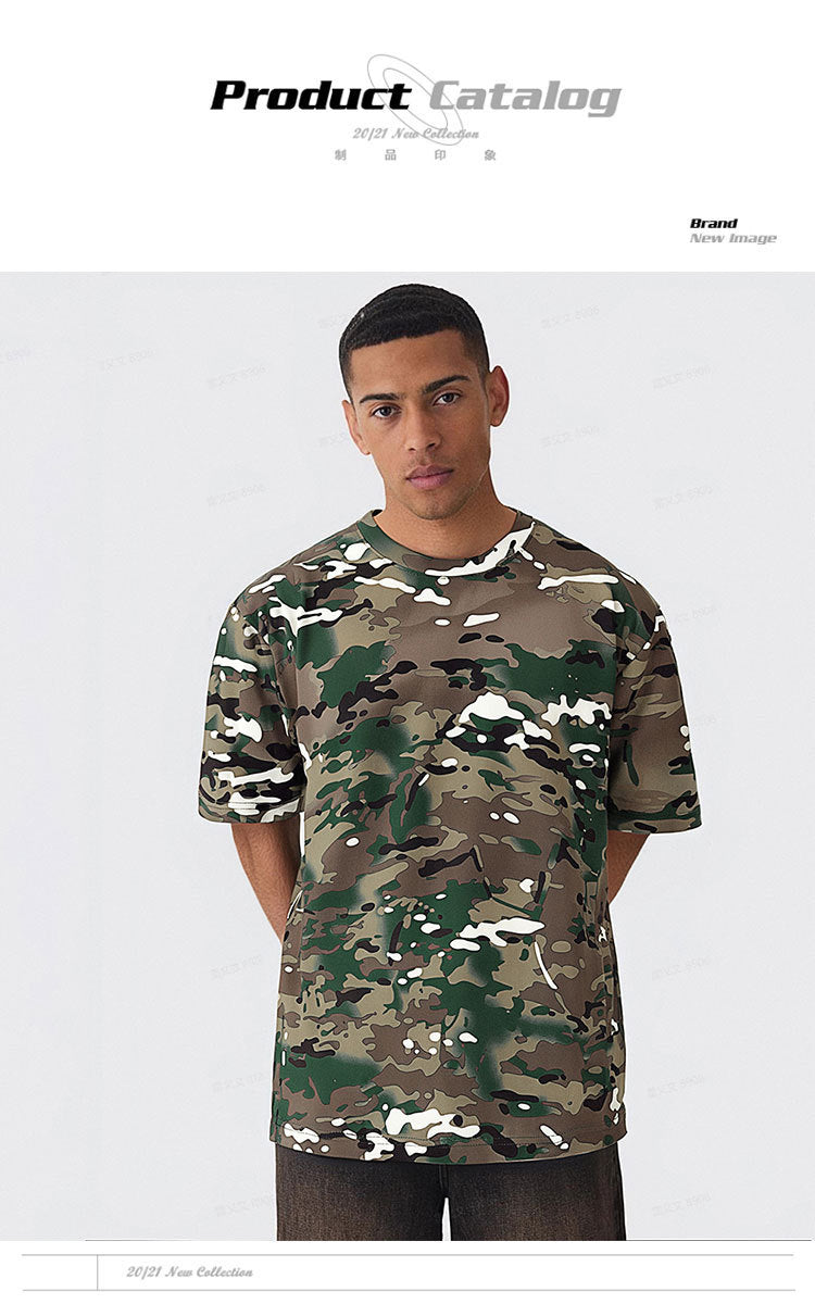 2025 Cross-Border Foreign Trade Summer Short-Sleeved Shorts Suit for Men, Breathable, Quick-Drying, Casual Camouflage T-Shirt, Men's Trendy Style