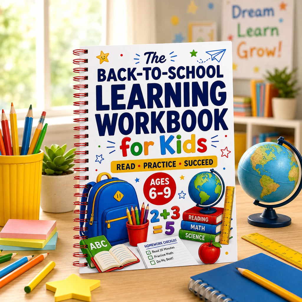 Back to School Learning Workbook for Kids Ages 6-9: Reading, Math & Science Practice Book for Elementary Grades 1-3