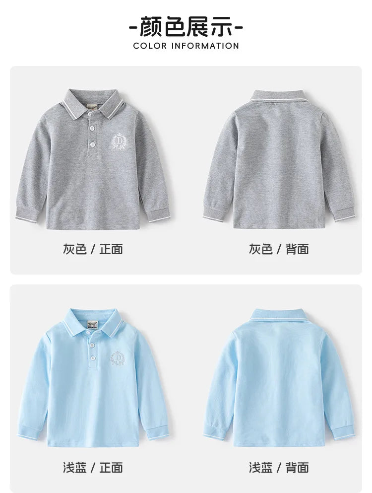 Elegant Boys Polo T-shirts Toddler Kids Tops Long Sleeve Children's Clothes