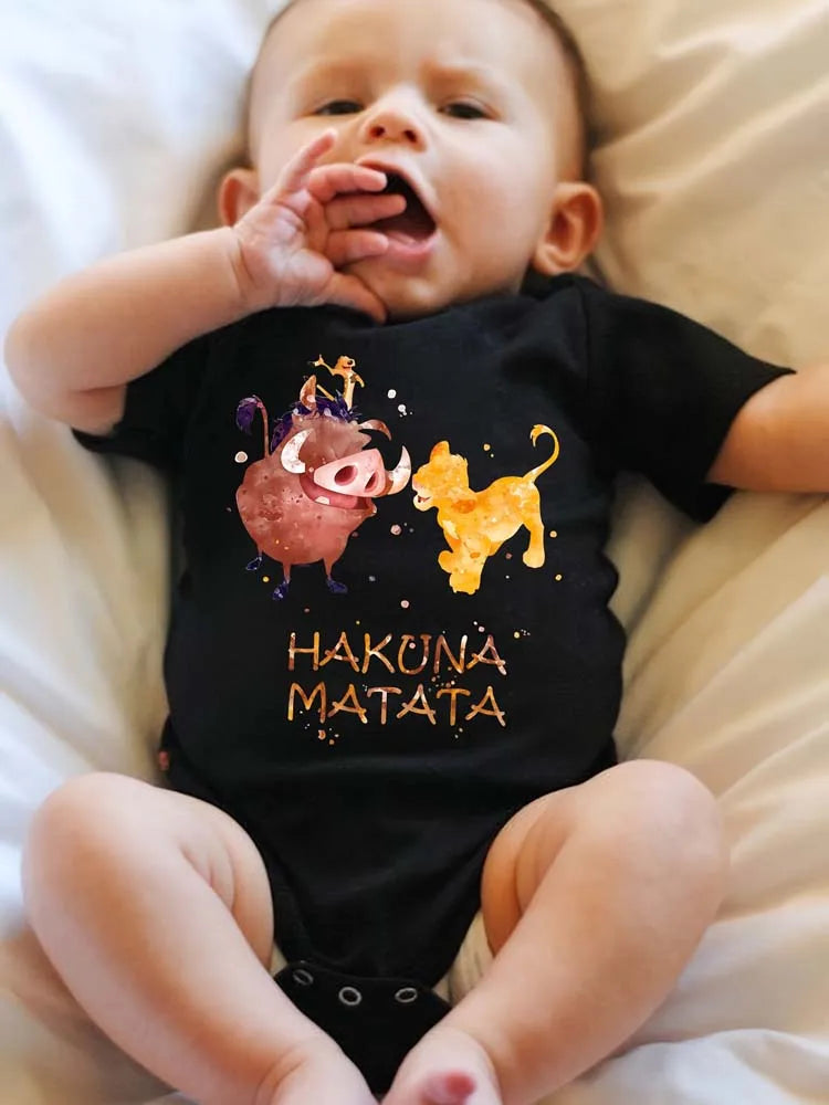 Cartoon HAKUNA MATATA The Lion King Printed Baby Clothes Onesies Funny Infant Bodysuit Short Sleeve Jumpsuit Outfits